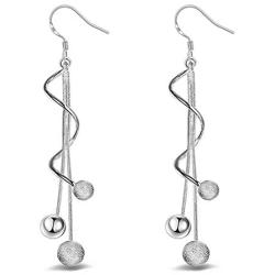 Comelyjewel 1pair Silver Earring Jewellery Woman Bohemian Style Sparkling Beads Long Pendant Ear Studs Dangle Lady Earring Lady Dress Accessories Love Gift Durable and Useful