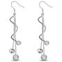 Comelyjewel 1pair Silver Earring Jewellery Woman Bohemian Style Sparkling Beads Long Pendant Ear Studs Dangle Lady Earring Lady Dress Accessories Love Gift Durable and Useful