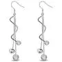 Comelyjewel 1pair Silver Earring Jewellery Woman Bohemian Style Sparkling Beads Long Pendant Ear Studs Dangle Lady Earring Lady Dress Accessories Love Gift Durable and Useful