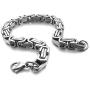 INBLUE 8mm Wide 316L Stainless Steel Bracelet Byzantine Link Chain Bracelet for Men Women Boys Water Resistance (5 Colors - Silver Black Gold Silver and Silver and Gold, 4 Lengths - 7.5'' 8'' 8.5'' 9'')