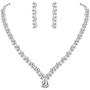 EVER FAITH Wedding Flower Leaf V-Shape Clear Pave Full Zircon Jewelry Set Austrian Crystal