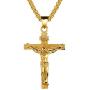 UM Jewelry Catholic Jesus Christ on INRI Cross Pendant Stainless Steel Crucifix Necklace 55cm Chain