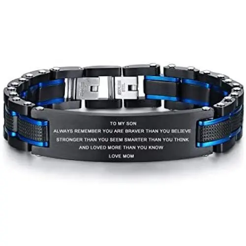 PJ Jewelry Personalized Customized Mens Stainless Steel Nameplate Link Chain ID Tag Wristband Bracelet,Adjustable,Gifts to Son Husband PJ Jewelry Personalized Customized Mens Stainless Steel Nameplate Link Chain ID Tag Wristband Bracelet,Adjustable,Gifts to Son Husband