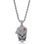 Moca Jewelry Hip Hop Iced Out Bling Personality Skull Pendant 18K Gold Plated Chain Necklace for Men Women