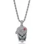 Moca Jewelry Hip Hop Iced Out Bling Personality Skull Pendant 18K Gold Plated Chain Necklace for Men Women