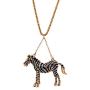 Uloveido Women Long Chain Animal Horse Necklace for Girls Women 18K Gold Plated Black Cubic Zirconia Zebra Pendant Necklace YS857