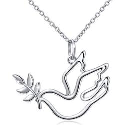 S925 Sterling Silver Jewelry Animal in Heart Pendant Necklace 18 inches