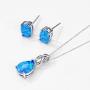 Mints Opal Jewelry Set Sterling Silver Pendant Necklace Stud Earrings October Birthstone Gemstone Fine Jewelry for Women