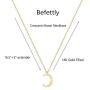 Befettly Moon Pendant Necklace 14K Gold Fill Dainty Hammered Moon Phase Gold Choker Simple Crescent Moon Full Moon Karma Circle Choker Necklace