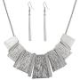 HSWE Statement Collar Necklace Bar Drop Earrings Set for Women Enamel Tricolor Bib Necklace Choker Necklace