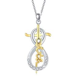 CUOKA MIRACLE Cross Necklace, Rose Flower Pendant Necklace 18k Rose Gold Plated Jewelry Gift for Women