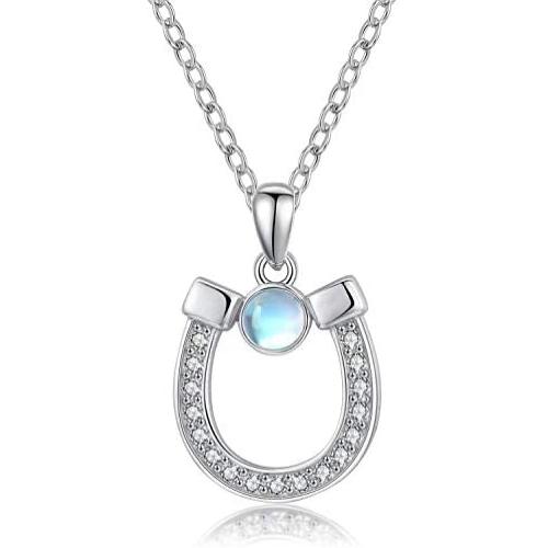 Horseshoe Necklace 925 Sterling Silver Lucky Horseshoe Pendant Necklace Horse Lover Gift for Birthday Christmas