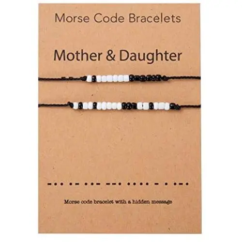 Mother Daughter Morse Code Bracelet Matching Jewelry Gift Set for 2 Handmade Stainless Steel Beads on Silk Cord … Mother Daughter Morse Code Bracelet Matching Jewelry Gift Set for 2 Handmade Stainless Steel Beads on Silk Cord …
