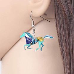NEWEI Enamel Alloy Sweet Running Horse Earrings Drop Dangle Fashion Animal Jewelry for Women Girls Gift