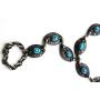 TFJ Women Fashion Jewelry Hand Chain Metal Bracelet Slave Ring Turquoise Blue Ethnic Antique Silver