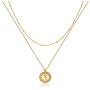 Mevecco Layered Coin Necklace 18k Gold Plated Vintage Disk Hammered Pendant Necklace Goddess Worship Celebrity Circle Medal Reversible Chic Genuine Elegant Keepsake Gift