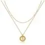 Mevecco Layered Coin Necklace 18k Gold Plated Vintage Disk Hammered Pendant Necklace Goddess Worship Celebrity Circle Medal Reversible Chic Genuine Elegant Keepsake Gift