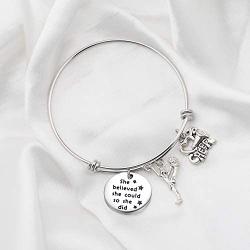 FUSTMW Cheer Charm Bracelet Cheerleading Gifts Believe in Yourself and You Will Be Unstoppable Bangle Bracelet Cheer Jewelry for Cheerleaders Cheer Coaches or Team