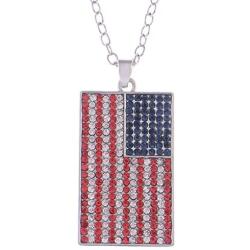Alilang American Flag Jewelry Red Blue Crystal Rhinestones Necklace Pendant