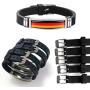 TAGOMEI National Flag Silicone Bracelet Wristband Stainless Steel Adjustable Size Wristband Bracelet for Soccer Fans