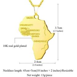 TTVOVO 18K Gold/Black Gun/Platinum/925 Sterling Silver Plated Megan Star of David/African Map Pendant Necklaces for Women/Men Hip Hop Jewelry