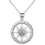 .925 Sterling Silver Cubic Zirconia Compass Necklace, 16''+2''Extender