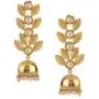 Efulgenz Indian Bollywood 14K Gold Plated Crystal Kundan Pearl Leaf Style Jhumka Jhumki Earrings Jewelry Set Efulgenz Indian Bollywood 14K Gold Plated Crystal Kundan Pearl Leaf Style Jhumka Jhumki Earrings Jewelry Set