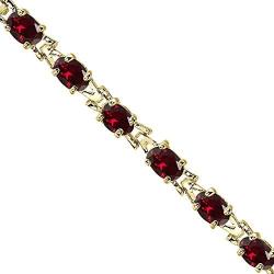 Sterling Silver Polished Genuine, Created or Simulated Gemstone 6x4mm Oval-cut Link Tennis Bracelet