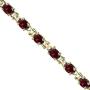 Sterling Silver Polished Genuine, Created or Simulated Gemstone 6x4mm Oval-cut Link Tennis Bracelet