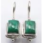 SilverStarJewel 925 Solid Silver Rectangle 6 x 8 mm Malachite Drop Earrings 1'' 4.7 Grams