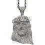 Shop-iGold Custom Jesus Men Women 925 Italy White Gold Finish Iced Silver Charm Ice Out Pendant Stainless Steel Real 3 mm Rope Chain, Mans Jewelry, Iced Pendant, Rope Necklace 16''- 24''