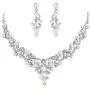 BriLove Womens Wedding Bridal Crystal Simulated Pearl Filigree Vine Y-Necklace Dangle Earrings Set BriLove Womens Wedding Bridal Crystal Simulated Pearl Filigree Vine Y-Necklace Dangle Earrings Set