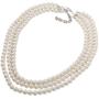 Kalse 3 Strands 4mm Simulated Pearl Choker Chunky Bib Necklace 17 18 19 inch