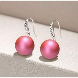 Esottia Drop Earrings Made with Crystal Pearls from Swarovski, Gifts for Women, Multi Color, Silver-Tone