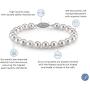 THE PEARL SOURCE Sterling Silver 7-8mm AAA Quality Round White Freshwater Cultured Pearl Bracelet for Women