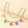 Harajuku Cute Colorful Dices Beaded Pendant Necklave Punk Funny Acrylic Dice Strand Choker Necklace Party Game Hip Hop Jewelry for Women Girls Gifts
