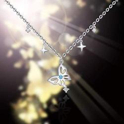 Jemplestic Butterfly Necklace 925 Sterling Silver Necklace for Women Pendant Necklace Gifts for Wife Girlfriend Jewelry for Daughter Girls Best Friends