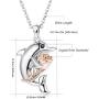 KesaPlan 14K Rose Gold Flower Dolphin Pendant Necklace for Women Dolphin Pendant Necklace Crystals from Swarovski, Valentines day Anniversary Jewelry