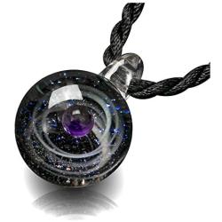 Top Plaza Fashion Glass Necklace Jewelry Universe Galaxy Nebula Space Cosmos Glass Ball Pendant Unique Special Birthday Christams Gift for Womens Girls