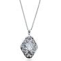 BERRICLE Rhodium Plated Sterling Silver Cubic Zirconia CZ Art Deco Filigree Milgrain Fashion Necklace and Earrings Set