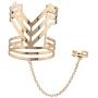 Lux Accessories V Metal Cuff Bracelet Slave Chain Adjustable Ring Combo