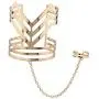 Lux Accessories V Metal Cuff Bracelet Slave Chain Adjustable Ring Combo