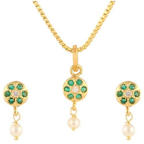 Efulgenz Fashion Jewelry Set Gold Plated Cubic Zirconia Pendant Necklace Set with Earrings for Women and Girls Brides and Bridesmaid