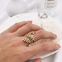 MOROTOLE Women Statement Letters Personalized Ring 18K Gold Plated Open Rings Pendant Hypoallergenic Cubic Zirconia Adjustable Rings for Girls