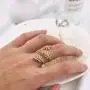 MOROTOLE Women Statement Letters Personalized Ring 18K Gold Plated Open Rings Pendant Hypoallergenic Cubic Zirconia Adjustable Rings for Girls