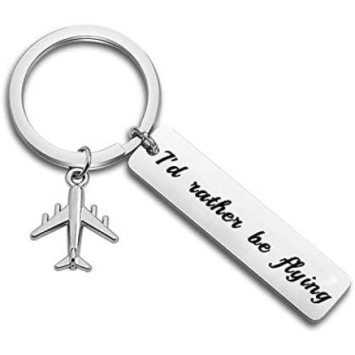 Gzrlyf Id Rather be Flying Keychain Airplane Keychain Aviation Gifts for Pilots Flight Attendant Traveler Gifts