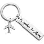 Gzrlyf Id Rather be Flying Keychain Airplane Keychain Aviation Gifts for Pilots Flight Attendant Traveler Gifts