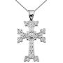 Middle Eastern Jewelry Sterling Silver Eternity Khachkar Armenian Cross Pendant Necklace (Small)