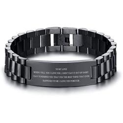 VNOX Personalized Engraved Love Quote Link Bracelet from Wife Anniversary Birthday Gifts to Lover Boyfriend Husband,Adjustable