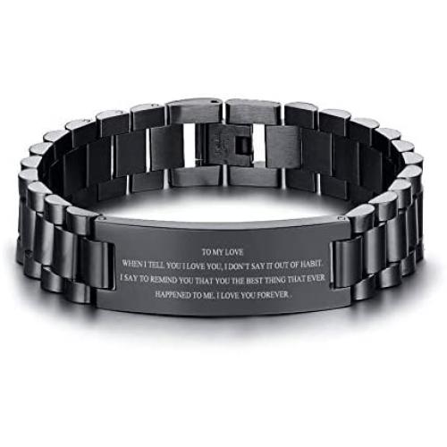 VNOX Personalized Engraved Love Quote Link Bracelet from Wife Anniversary Birthday Gifts to Lover Boyfriend Husband,Adjustable